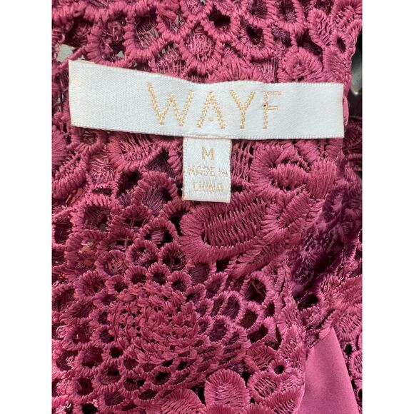 WAYF Randy burgundy crochet lace mini dress high neck cocktail party boho - Picture 13 of 13